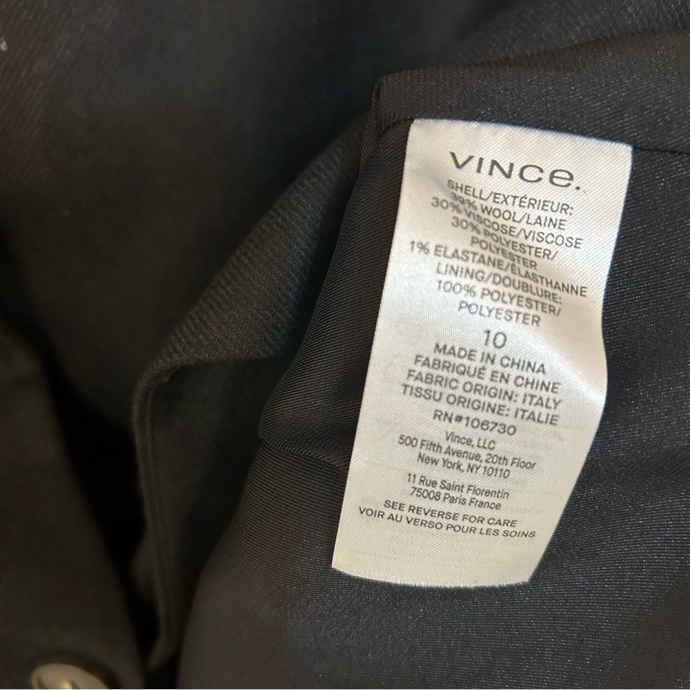 Vince Brushed Wool Blend Flannel Blazer in Black Size 10 - Picture 10 of 10